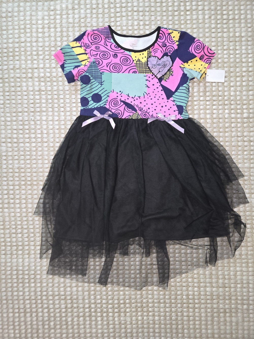 Girls Colorblock Graphic Top with Black Tulle Skirt